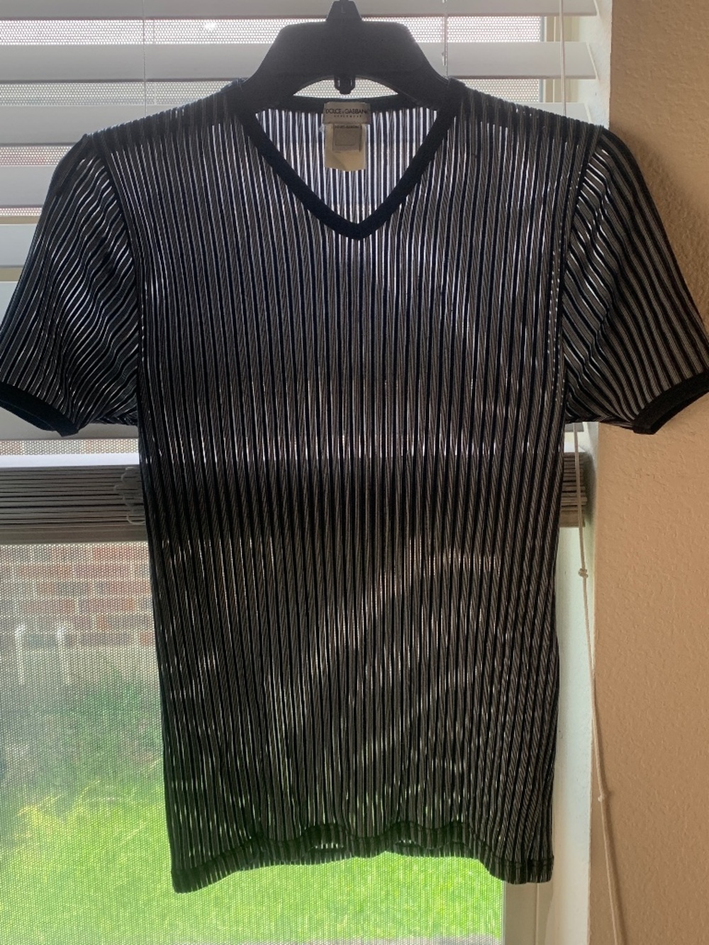Men's Dolce & Gabbana Sheer Striped Fitted Tee size XS